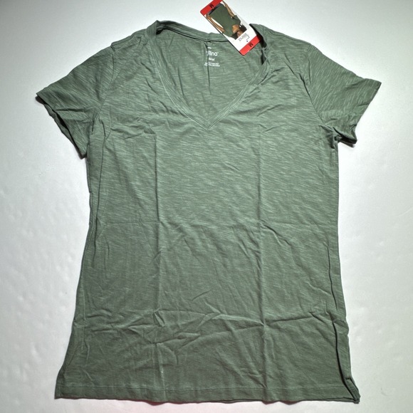 Felina Tops - Felina Womens V-Neck Short Sleeve Slub Knit Tee Laurel Wreath‎ Green M C5024RS